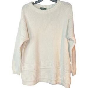 Vntg 100% Cotton Hunt Club Cream Colored Knit Pullover Sweater Size Large Men’s